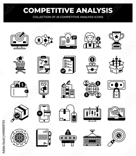Competitive Analysis Icons: 25 Essential Business Strategy Icons