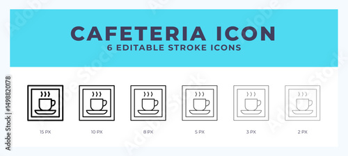Cafeteria line icon. Vector icon symbol. Logo illustration. Editable line icon.
