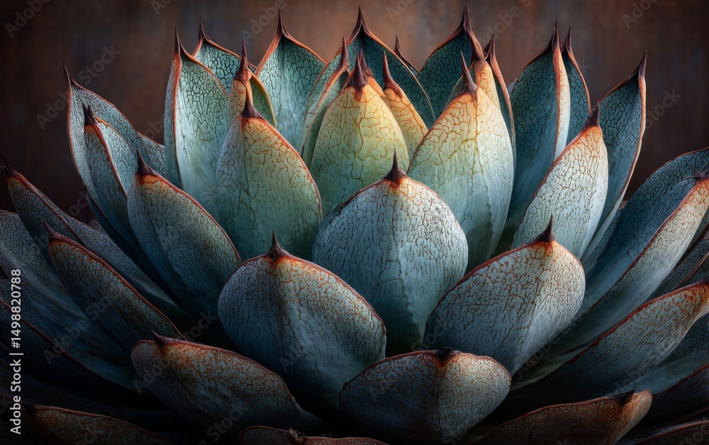 Fototapeta premium Close-Up Detailed Blue Green Agave Succulent