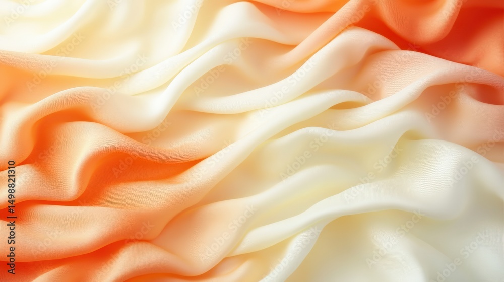 Obraz premium Soft Silk Fabric Background in Gradient Orange and Cream Tones