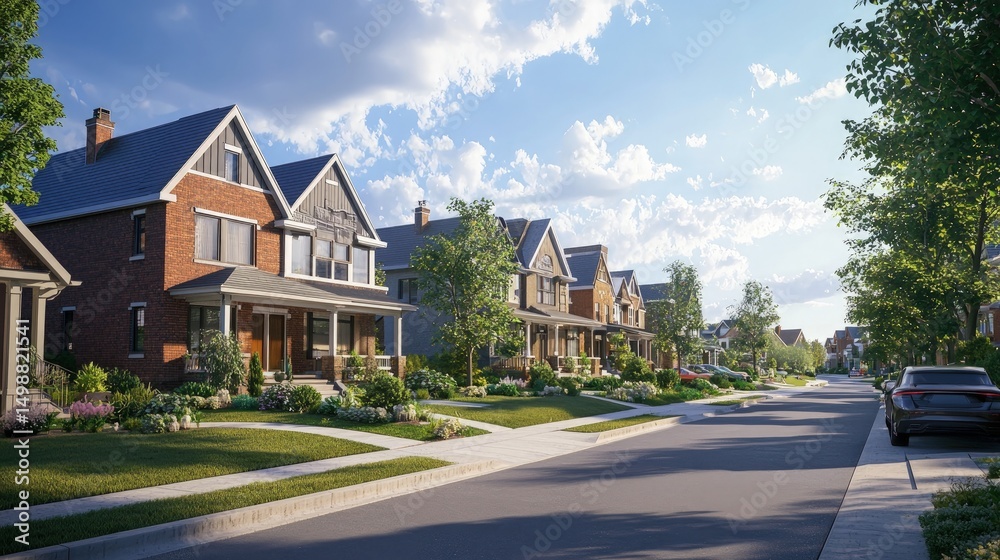 Naklejka premium Street of modern suburban homes