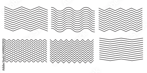 Waves line set. Wave ornament pattern. Set of wavy zigzag lines. Wave thin line background. Vector zigzag and wavy horizontal underline. Vector illustration  Eps 10