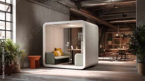 Modern White Soundproof Meeting Pod for Collaborative Workspaces
