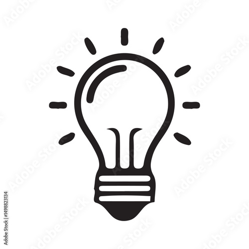 Simple Light Bulb Icon with Rays