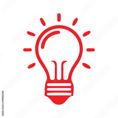 Red Outline Idea Bulb with Glowing Effect