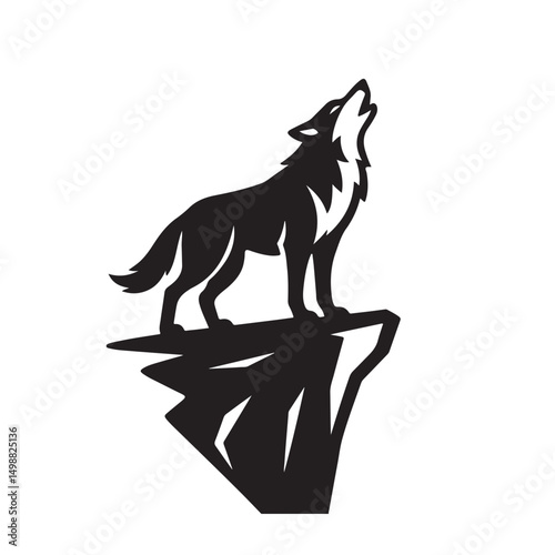 Lone Wolf Howling Cliff Silhouette