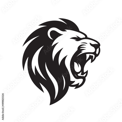 Roaring Lion Head Side View Silhouette