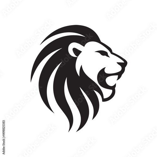 Stylized Lion Head Curved Mane Silhouette