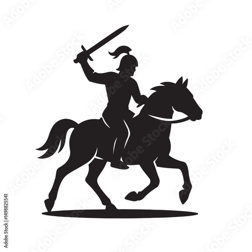 Warrior Riding Horse Silhouette
