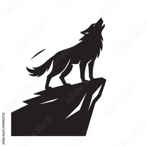 Wolf Standing Cliff Howling Silhouette