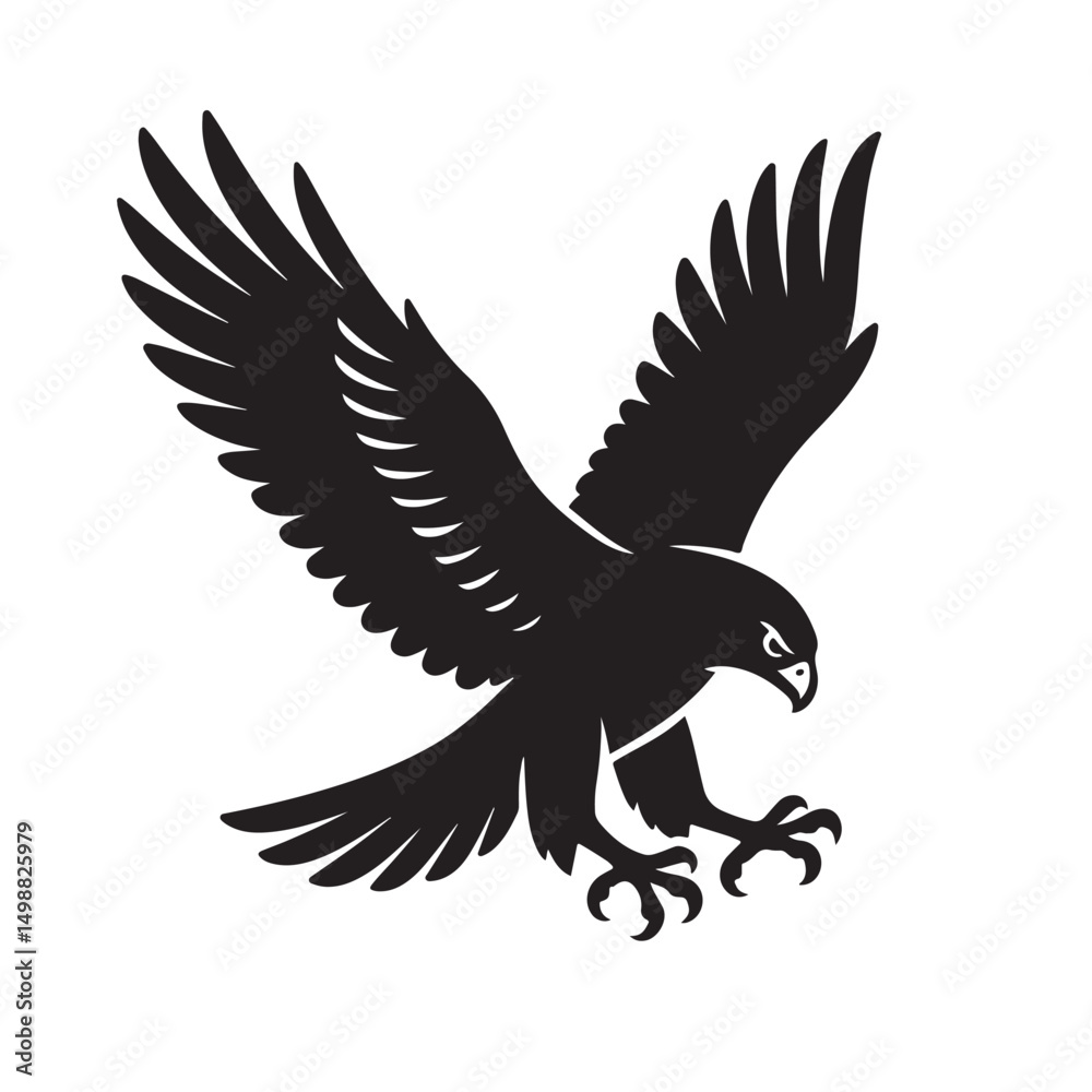 Fototapeta premium Falcon Landing Open Wings Silhouette