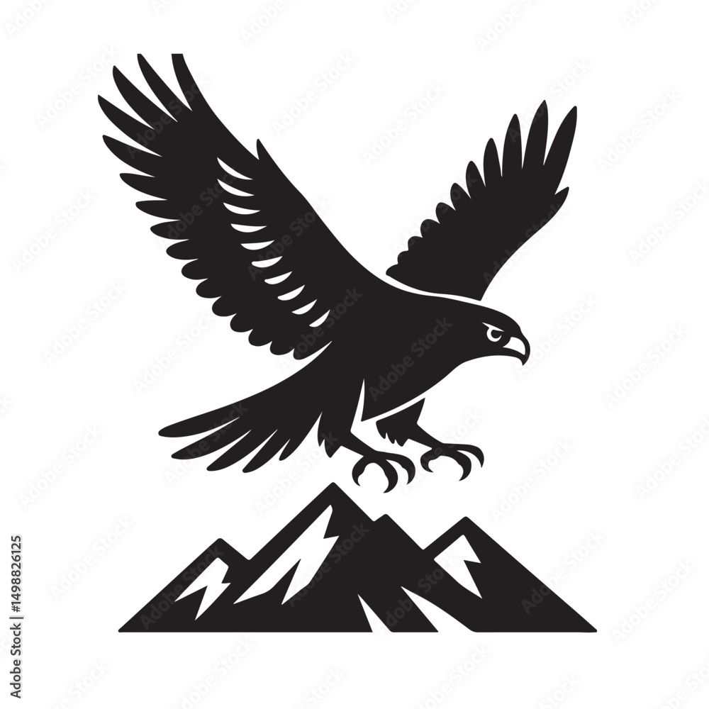 Fototapeta premium Hawk Flying Mountain Landscape Silhouette