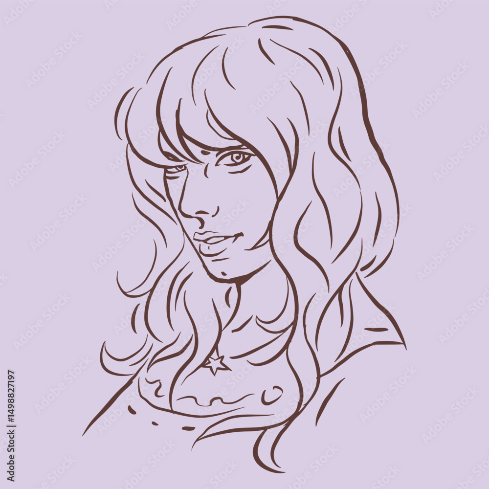 portrait of a girl with long hair vector for card decoration illustration portrait of a girl with long hair vector for card decoration illustration