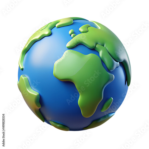 Cartoon planet Earth 3d icon, isolated on a transparent background