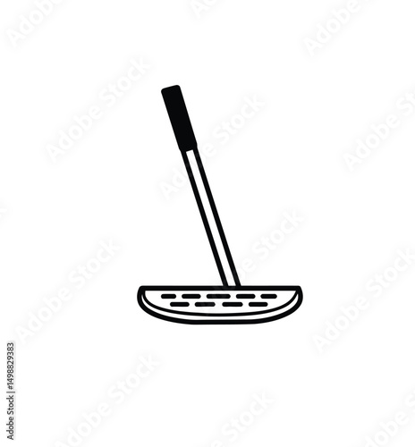 Vector black golf club icon. Game equipment. Professional sport, classic golf club for official competitions and tournaments. Isolated illustration.
