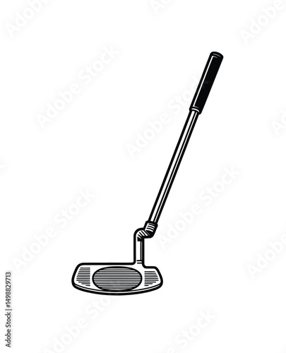 Vector black golf club icon. Game equipment. Professional sport, classic golf club for official competitions and tournaments. Isolated illustration.
