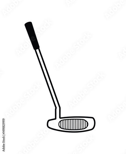 Vector black golf club icon. Game equipment. Professional sport, classic golf club for official competitions and tournaments. Isolated illustration.
