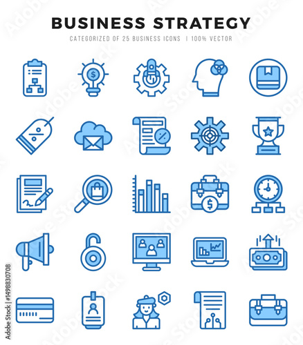 Set of 25 Business Strategy Two Color Icons Pack.