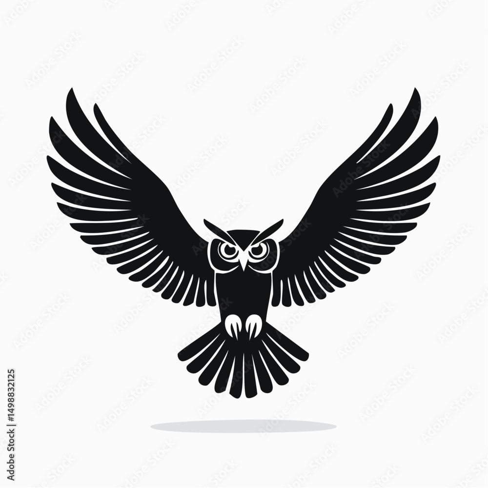 Fototapeta premium Flying Owl Silhouette — Flat 2D Minimalist Vector