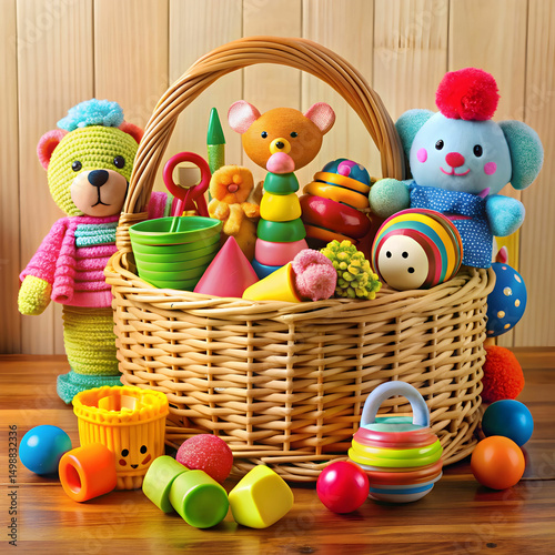 colorful collection of children toys arranged