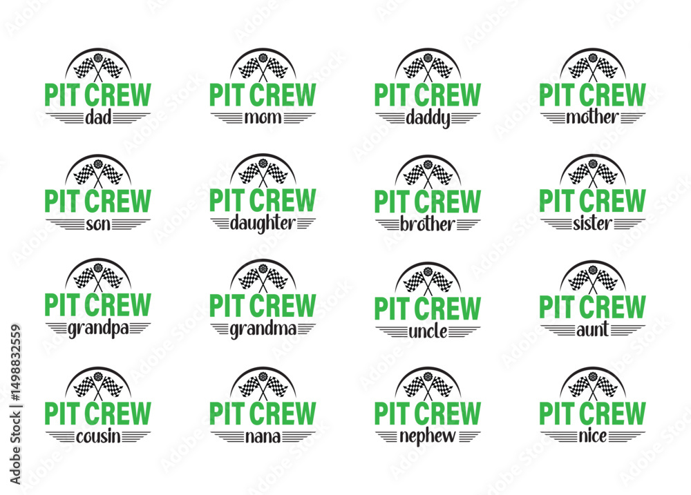 Obraz premium Pit Crew Family vector, Pit Crew Family clipart, Pit Crew Family silhouette