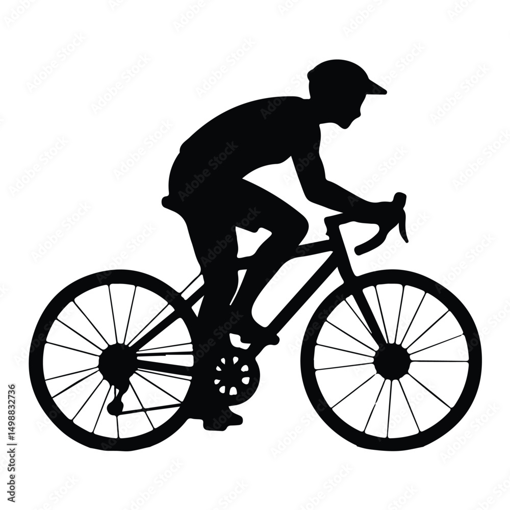 Naklejka premium A silhouette of riding bicycle vector on a white background