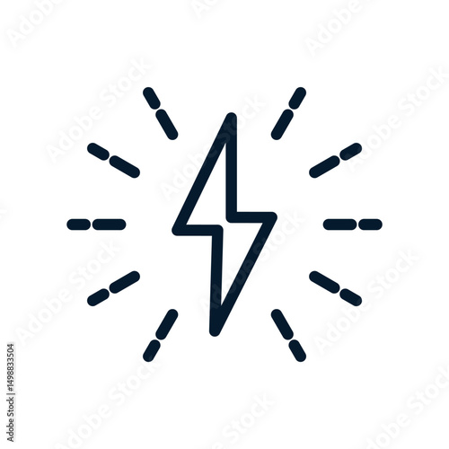 Lightning, electricity. Concept of speed, power. Vector linear icon isolated on white background.