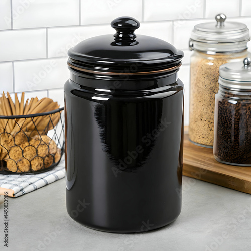 black glass jar with a smooth finish suitable