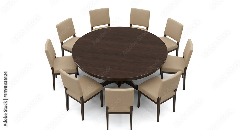 Fototapeta premium Round conference table with beige chairs