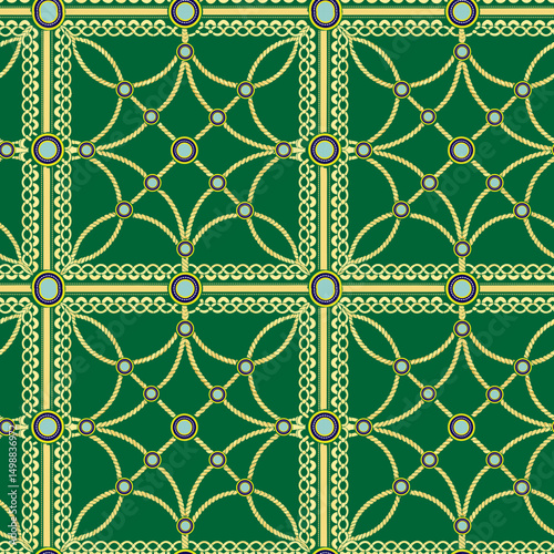 Elegant Equestrian Seamless Pattern Bundle, Horse and Rope Baroque Style Design