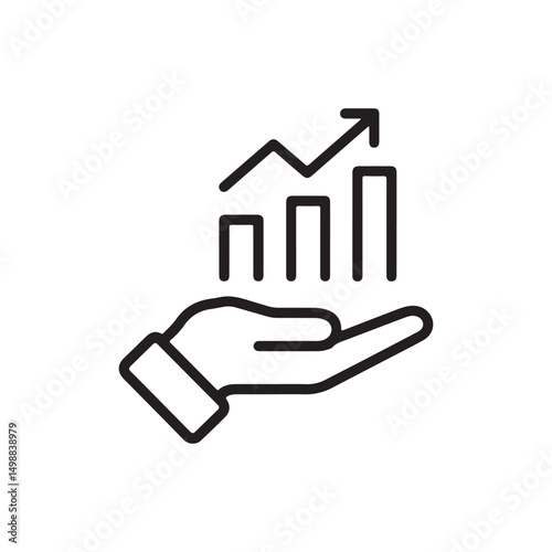 vector market forecast line mark on hand growth icon