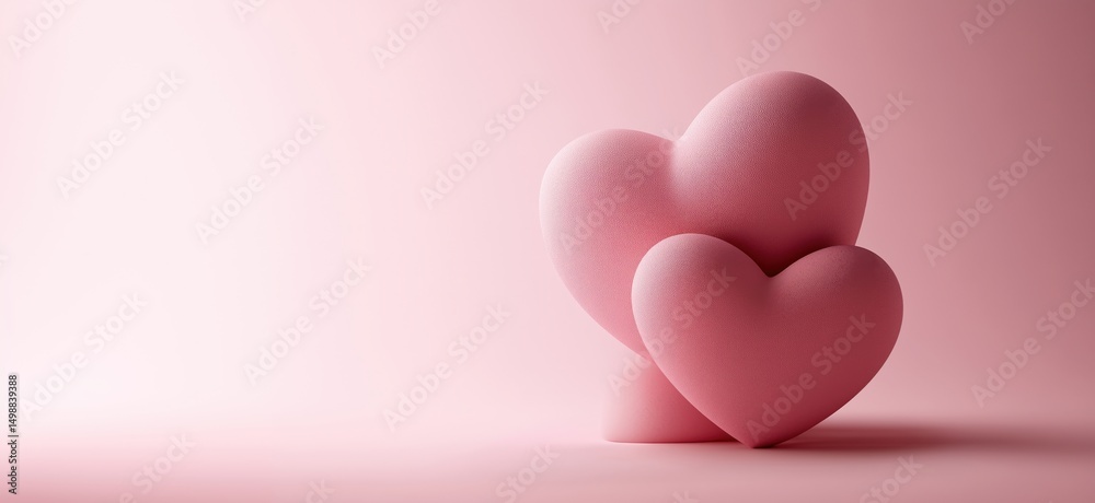 Pink heart shapes on soft pink background for romantic themes and decorations Pink heart shapes on soft pink background for romantic themes and decorations