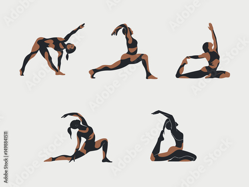 Stylish Yoga Poses for Women in Abstract Design