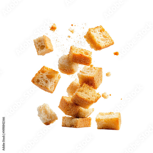 falling bruschetta crackers round bread croutons png