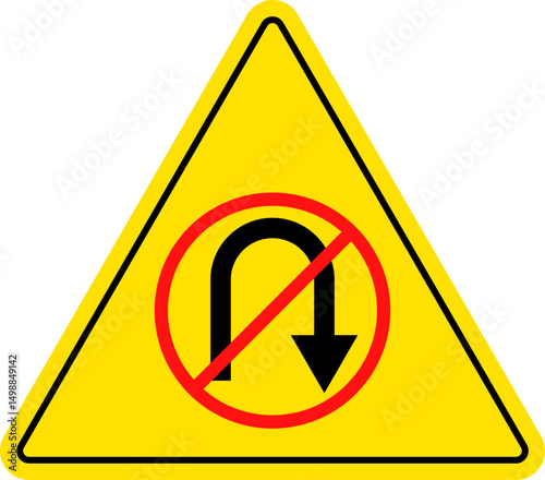 No U turn sign. prohibitory traffic signs. red crossed out circle symbol.  driving navigation icons. arrow pointing to the right. Turning right prohibited
