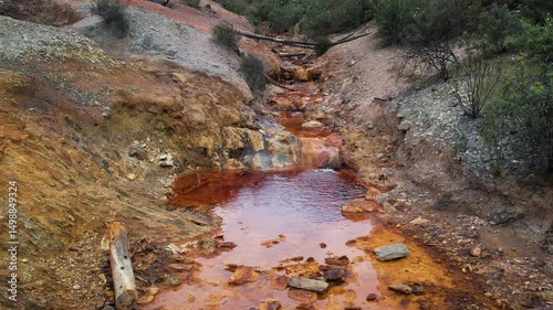 Rio Tinto river in Andalucia, Spain. Amazing red river nearby Sevilla. High quality 4k footage