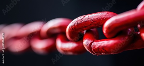 Wallpaper Mural Close-up of a red metal chain link against a dark background showcasing texture and detail Torontodigital.ca