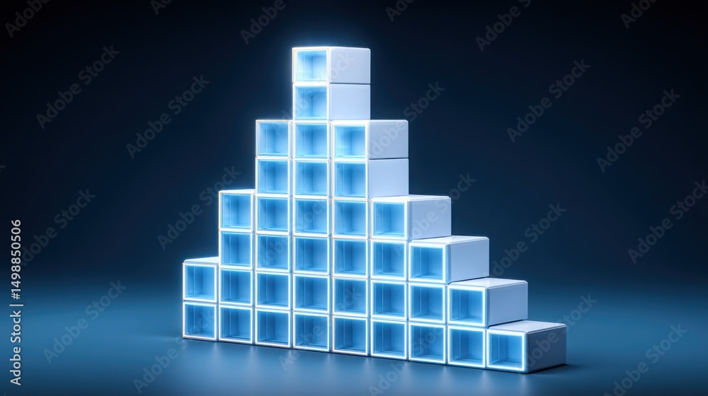Fototapeta premium Stack of cubes representing structure and organization in design and architecture, emphasizing stability and balance