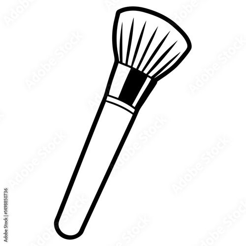Black and White Illustration of a Makeup Powder Brush