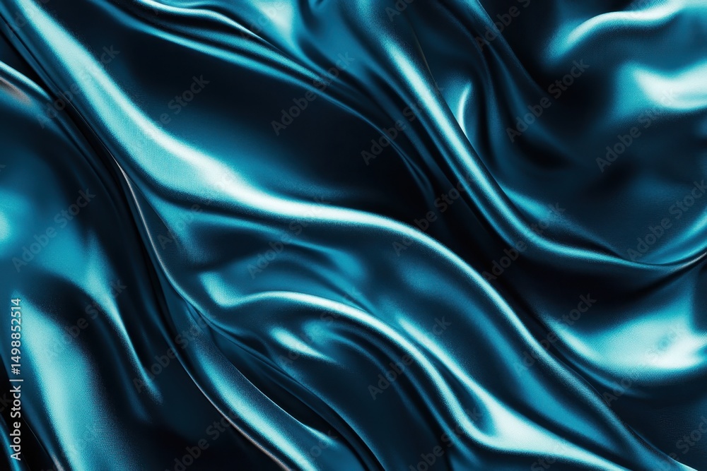 Obraz premium Elegant blue satin texture showcasing fluid motion with soft shadows highlighting the luxurious surface suitable for business technology themes