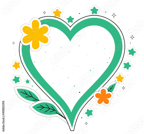 botanical heart with bloomi...
