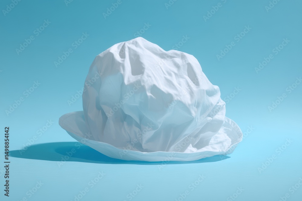 Naklejka premium Crumpled White Fabric on Blue