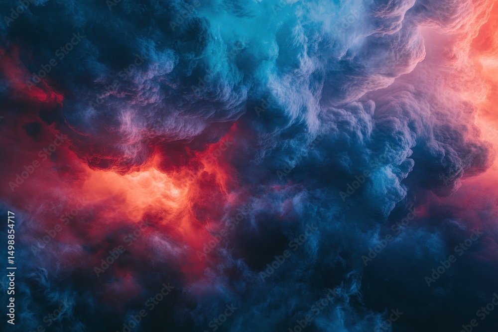 Fototapeta premium Abstract storm clouds display vibrant colors and shifting patterns, signifying climate change implications in outdoor environments