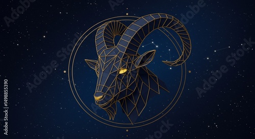 Capricorns starry geometric zodiacal emblem