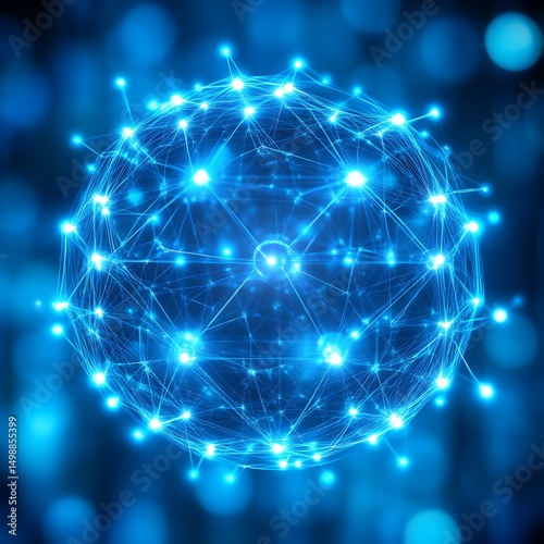 A glowing, interconnected sphere with network connections.
