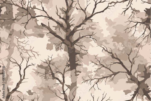 Camouflage seamless pattern. Forest real tree camouflage design. Hunting camouflage.