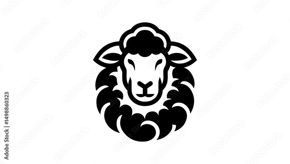 Obraz premium sheep icon, eid ul adha icon, cloud sheep icon, goat, horns, logo, vector, animal, cartoon, illustration, design, icon, symbol, drawing, mammal, fun, black, face sheep, mammal face icon