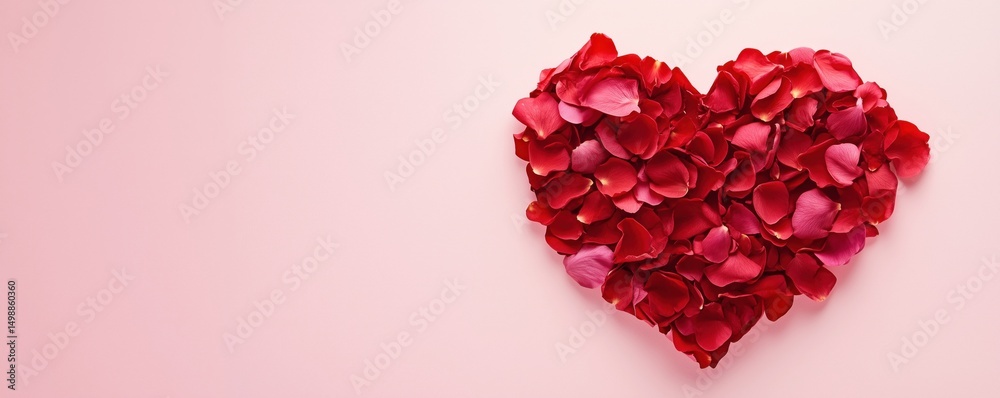 Heart Shape Made of Red Rose Petals on Soft Pink Background for Romantic Occasions Heart Shape Made of Red Rose Petals on Soft Pink Background for Romantic Occasions