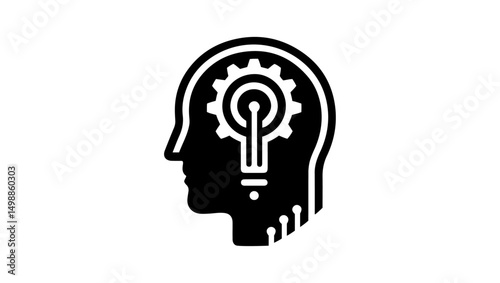 Tableau sur toile ai icon, tech icon, technology logo, tech face icon, ai face icon, gear icon, ge