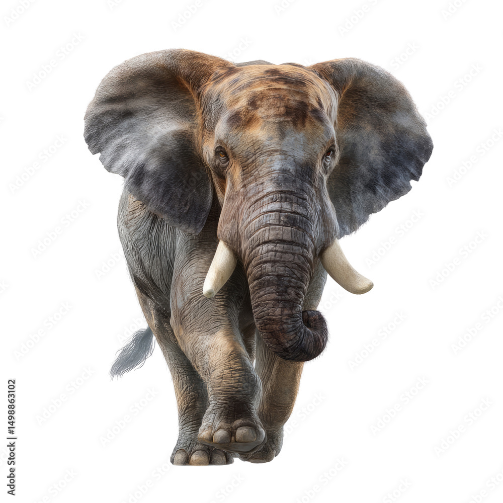 Fototapeta premium Elephant walking wildlife habitat image with transparent background natural environment close-up view animal behavior